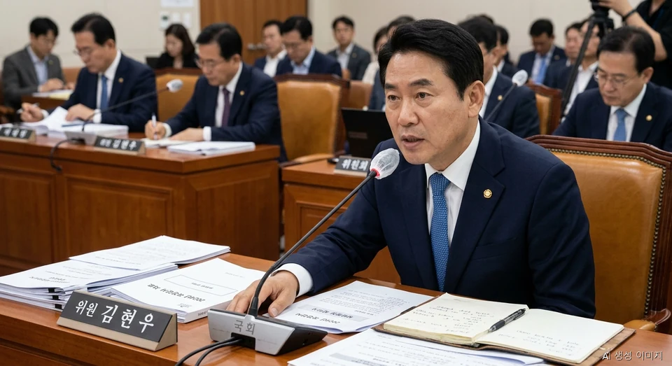 국정감사장에서 정책 공방 및 질의를 진행 중인 모습